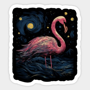 Starry Night Flamingo Gifts Retro Vintage Funny Beach Summer Sticker